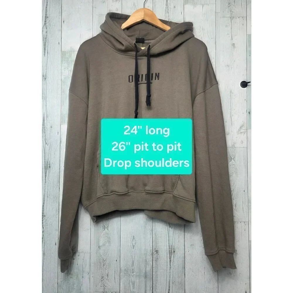ORIGIN Spellout French Terry Pullover Hoodie Brown Sz S - Picture 2 of 7